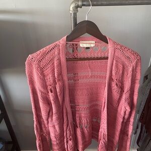 Sonoma Women's Pink Open-Knit Cardigan
